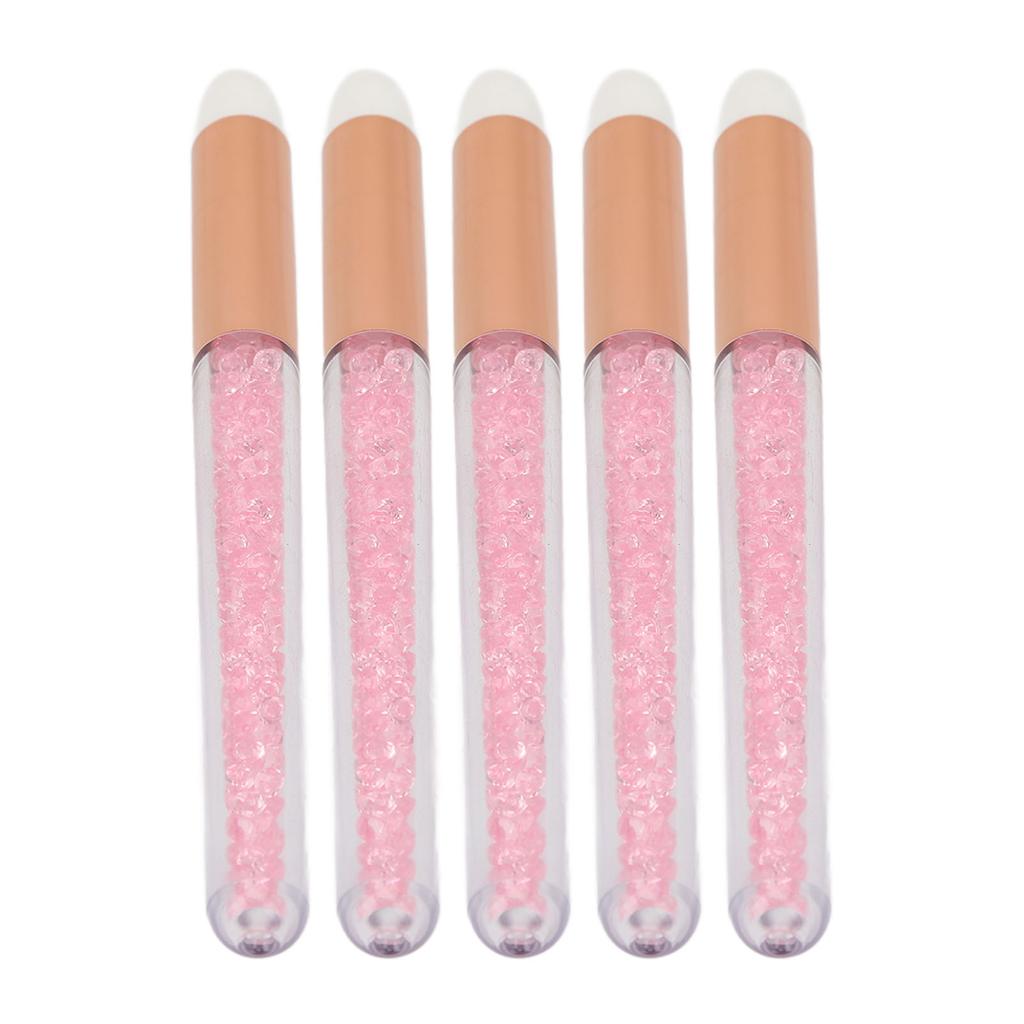 5pcs Glitter Crystal Lip Brush Round Head Portable Fiber Wool Lash Brush for Makeup