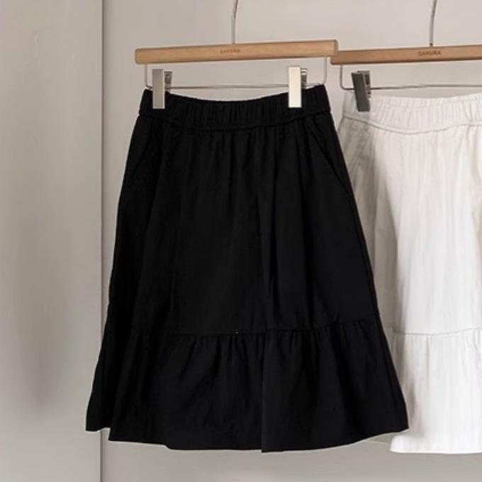 Plus-Size Retro A-line Elastic Waist Summer Skirt for Women