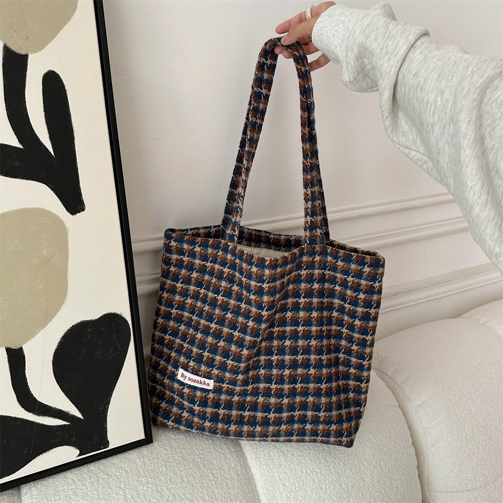 

Полотняна сумка для вітру, жіноча вовняна невелика сумка через плече з сіткою тисячі птахів, велика сумка для покупок у відпочинок