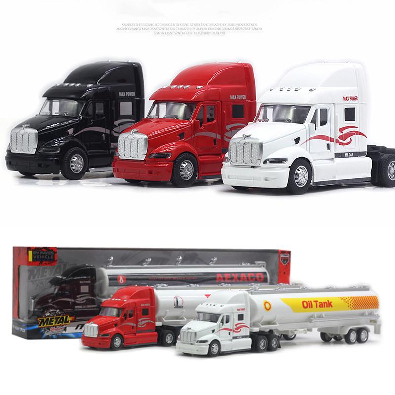 

1/48 Игрушечный прицеп-грузовик, игрушечный грузовик-цистерна из сплава, съемный автомобиль-перевозчик нефти со звуком и светом для детей 1/48-Size:34.5*5*7cm чёрный