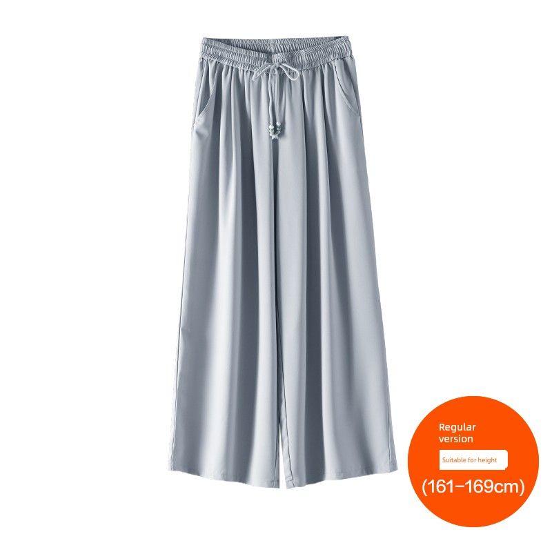 

Женская одежда больших размеров [Брюки из ледяного шелка «Снежный туман»] Три длины брюк Прохладные летние больших размеров Женские свободные ниспадающие Повседневные свободные брюки Clear Blue (161-169cm) 5XL