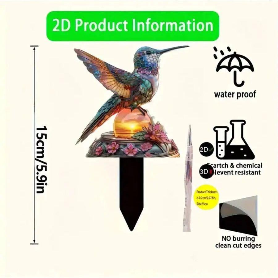 

Beautiful hummingbird garden decorative stake - standing on a lamp, outdoor decoration, suitable for courtyards and lawns