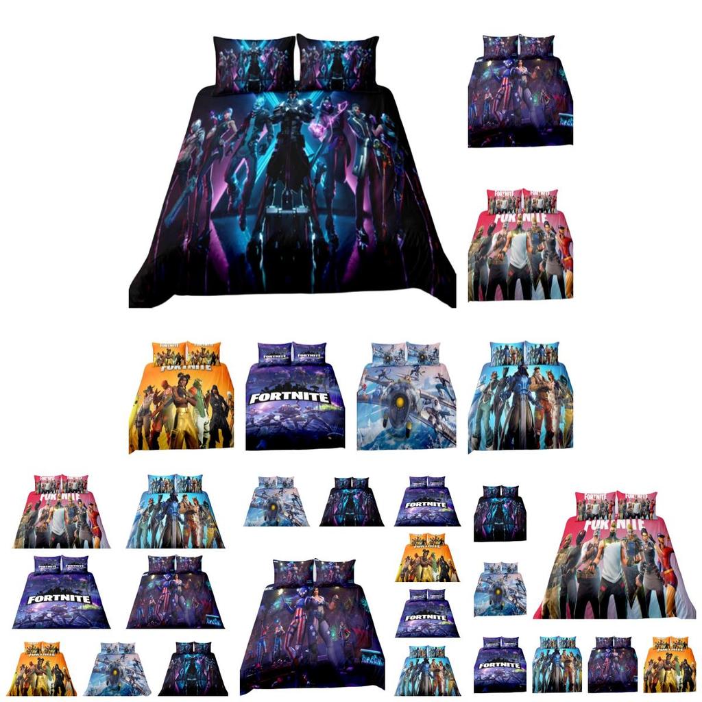 Fortnite Bedding Set 3-piece Bedding Set With Pillowcase And Duvet Cover Polyester Material
