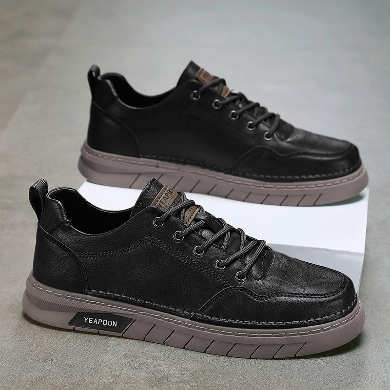 Men'S Shoes Men'S British Style Work Casual Men'S Leather Shoes Men'S Versatile Black Thick Baseplate Shoes