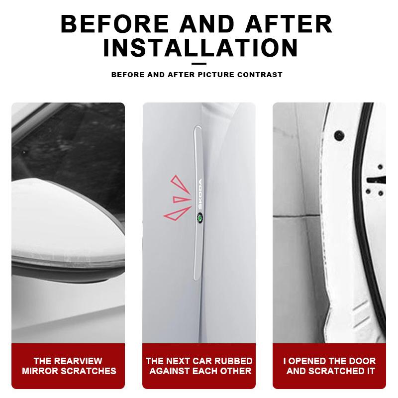 4PCS Transparent Car Door Anti-collision Protector Bumper Strip Sticker for Skoda Octavia Fabia A7 Kamiq Kapoq Kodiaq Rapid SCALA Superb Yeti Derivati