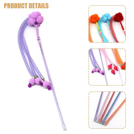 Cat Wand Toy Plush Exercise Training Pet Kitten Teaser Interactive Stick Toy with Bell for Indoor