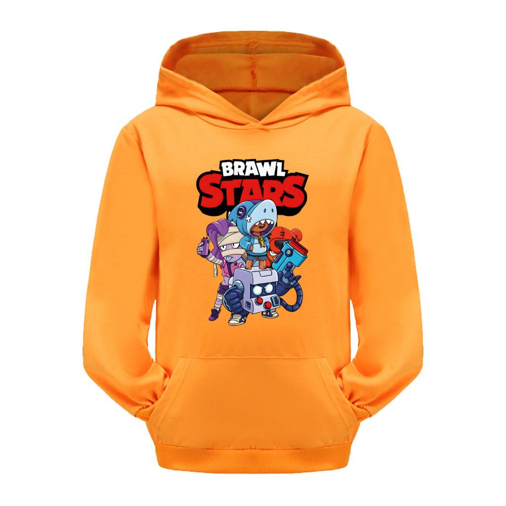 4093 Felpe con Cappuccio e Tasca Stampate Brawl Stars per Bambini e Bambine