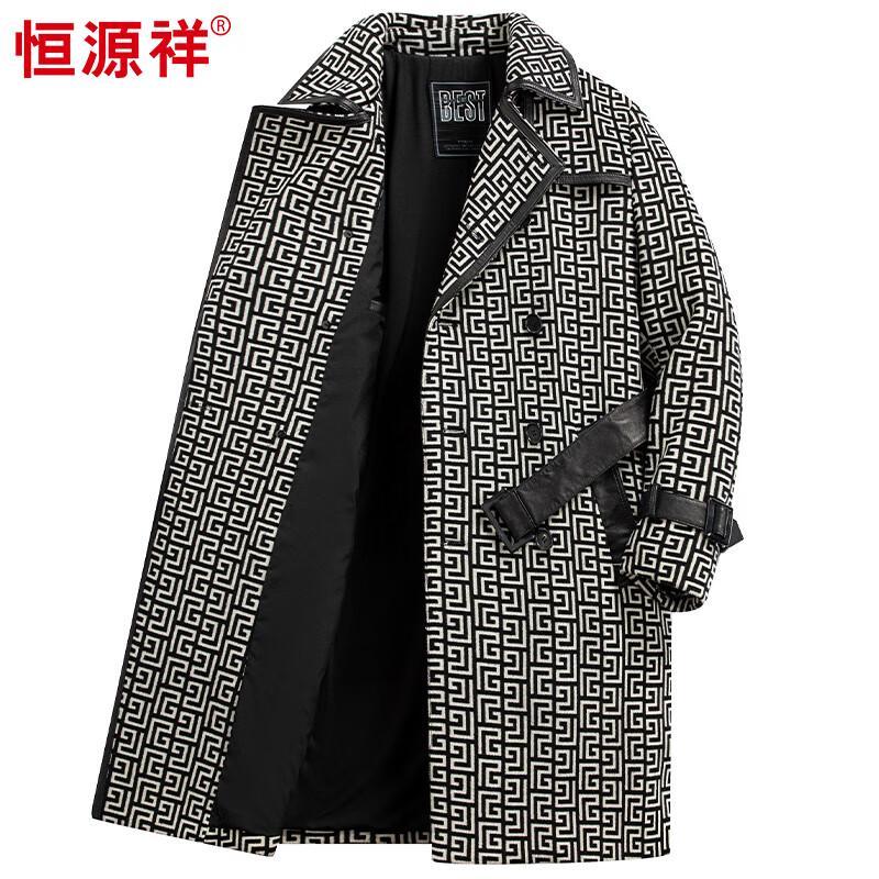 Hengyuanxiang Men's Pure Wool Suit Collar Mid-Length Coat