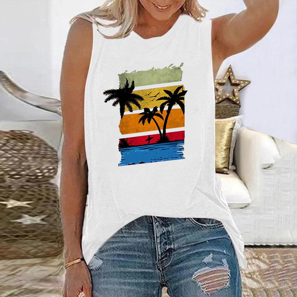 Coconut Beach Printed Casual Holiday Women s Tank Top S