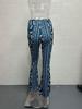 2025 Spring/Summer European-American Style Elastic Micro-Flare Printed Casual Pants