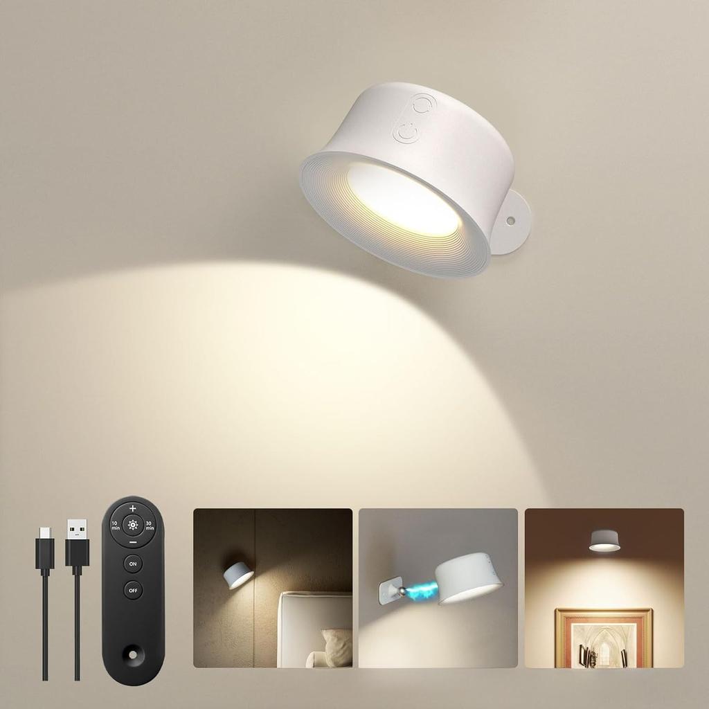 Magnetic LED Wall Lamp Remote Control USB 3 lights RGB Wireless Spotlight for Room Decoration Bedside Living Room Night Lamp
