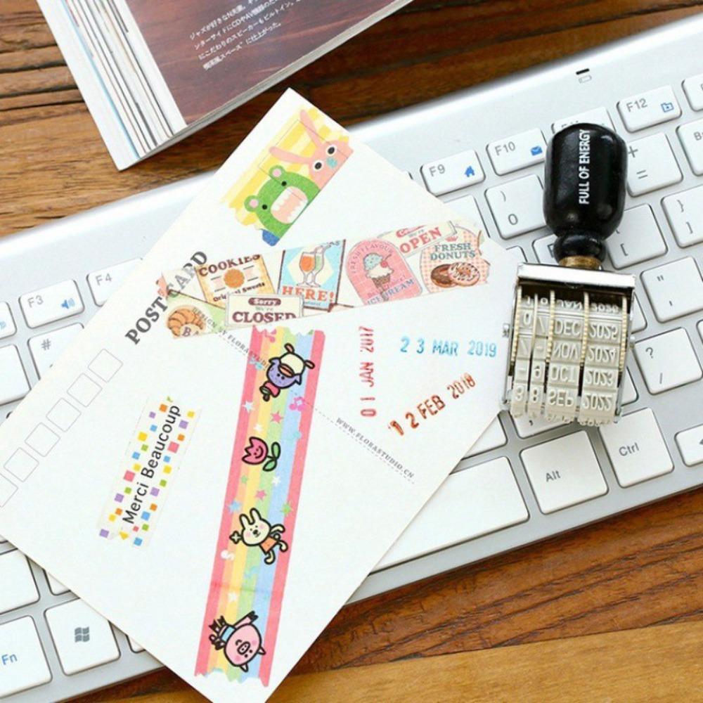 DIY Retro Roller Date Stamp Roller Knob Vintage Font DIY Craft Card