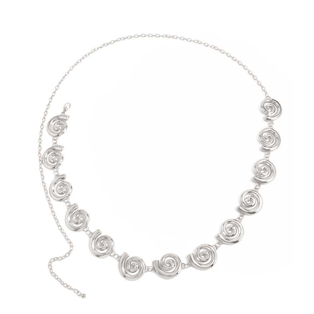 Silver Spiral Circle Waist Chain Gold Color Oval Belly Chain Creative Metal Waist Chain Girls