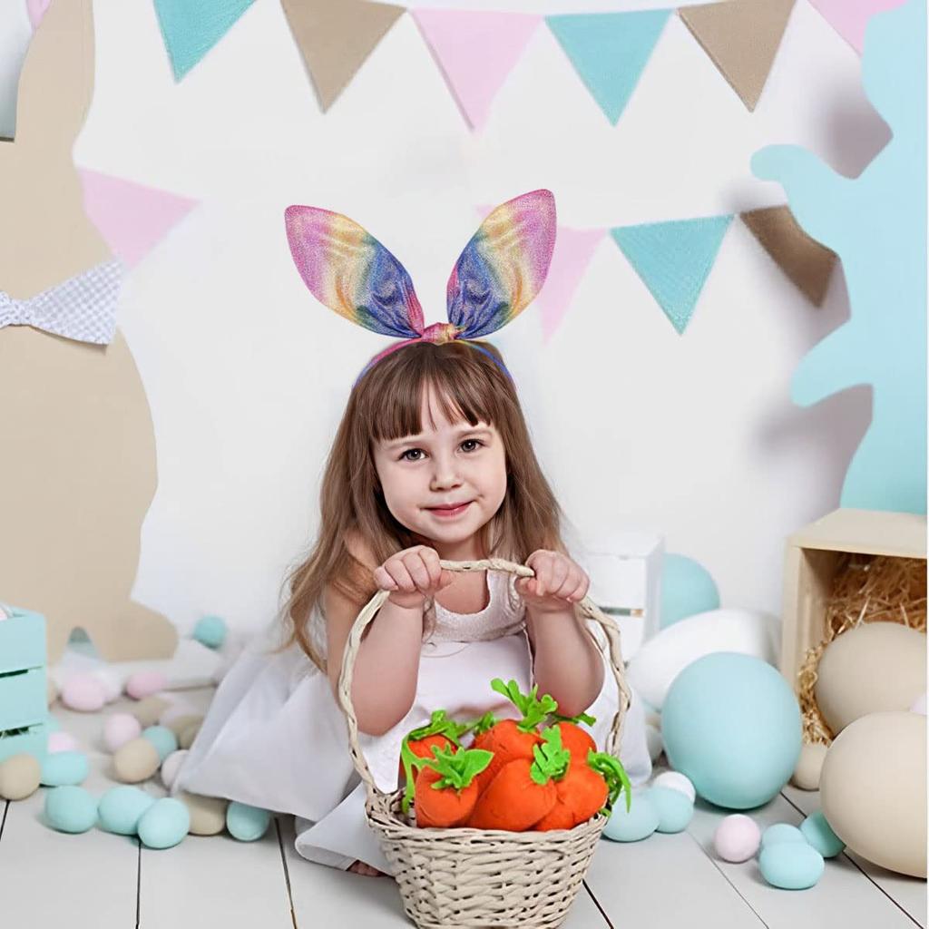 Getrays 2-Piece Colorful Bunny Ear Headband, Bendable Bunny Ear Hairband for Adults and Kids, Bunny Ear Hair Hoop Headpiece Hair Ornament Headband