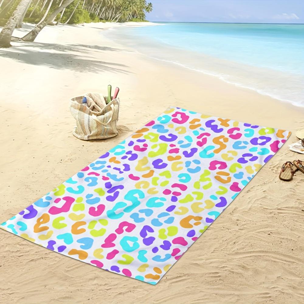 Colorful Leopard Print Beach Towel Rainbow Pattern Design Quick Dry Soft Microfiber Bath Towel For Women Fashion Gift