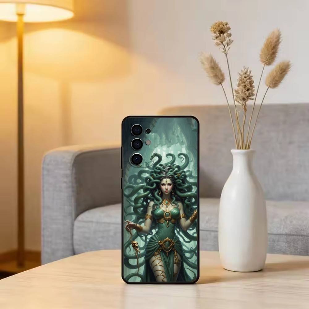 Medusa G-Mythology Phone Case Black Silicone Soft For Samsung S25,S24,S21,S22,S23,S30,Ultra,S20,Plus,Fe,Lite