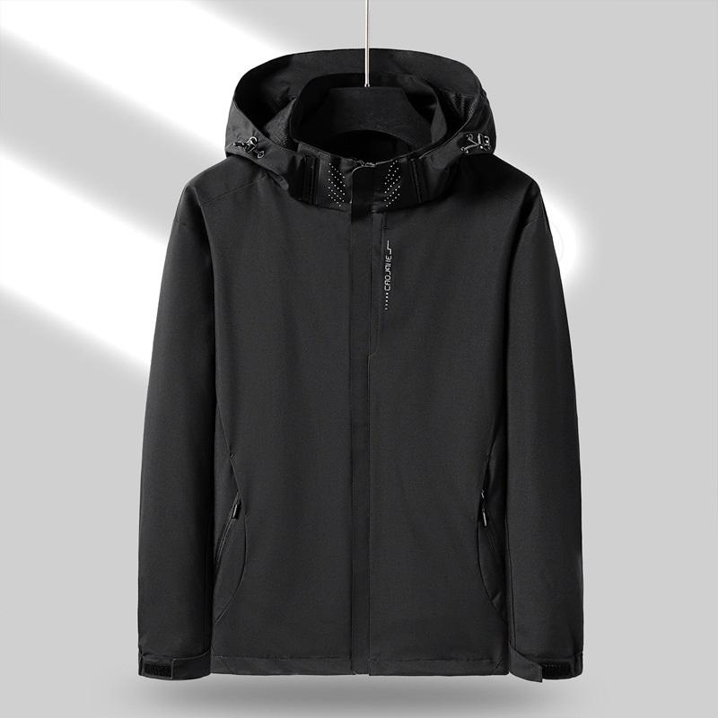 Men s Four Season Casual Trench Coat Loose And Breathable Workwear Jacket Lightweight And Durable 4XL чёрный