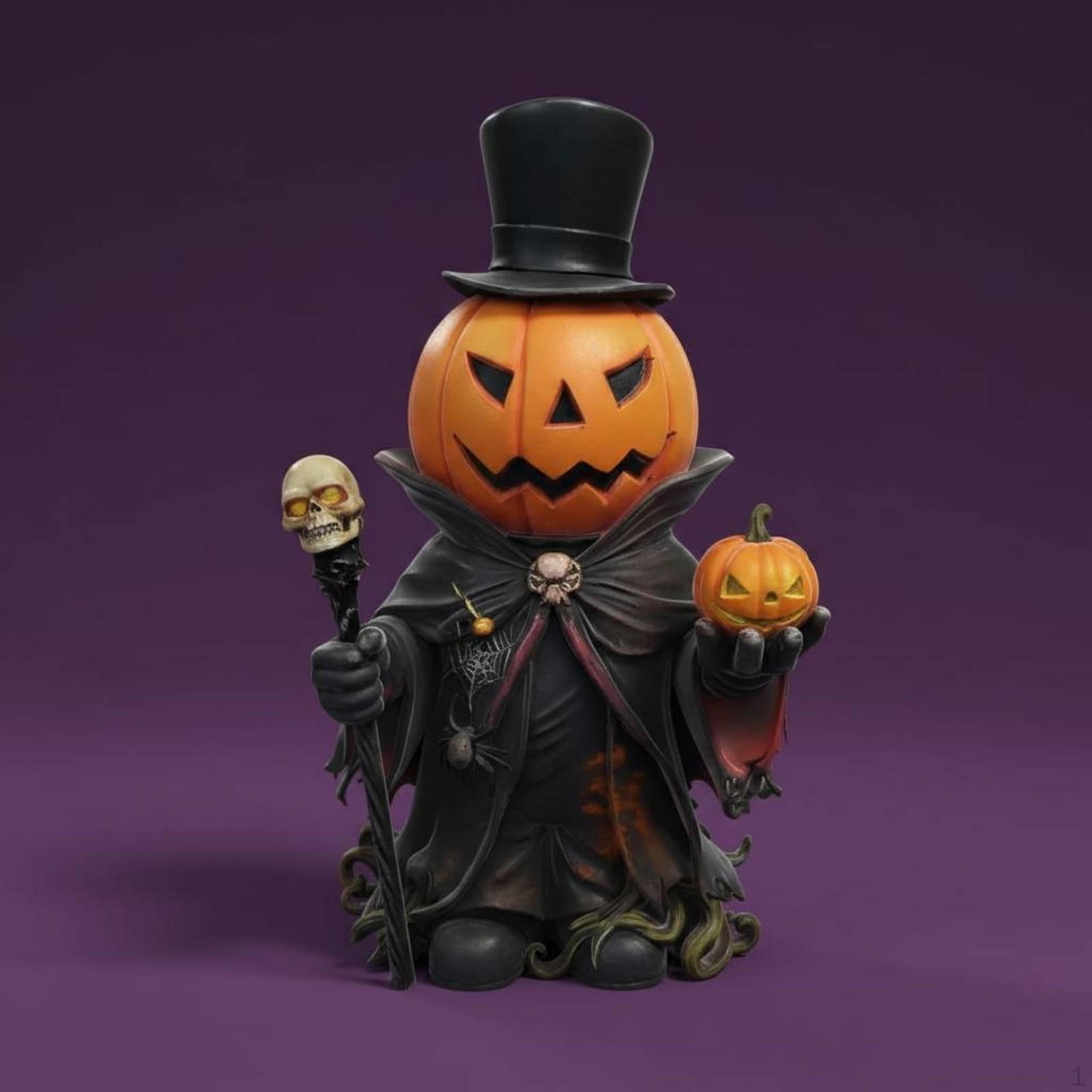 Pumpkin Lantern Ornament Resin Craft Halloween Figure Tabletop Display Miniature
