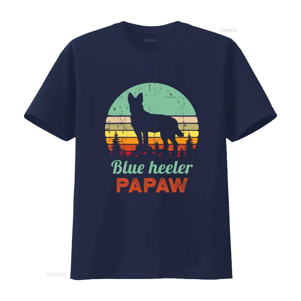 Blue Heeler Pops T Shirt Dog Dad Australian Cattle Fathers Day vintage Washed Stretched designer clothes Unisex homme