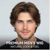 Men’s Brown Short Curly Synthetic Wig, Middle-Part Realistic Hairline, Adjustable Breathable Cap for Daily Casual Office Wear