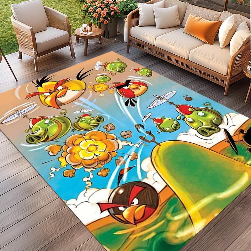 Angry Birds Print Rug, Washable Floor Carpet, For Entryway Dorm Laundry Room Office Study, Home Decor Birthday Christmas Gift