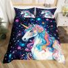 Unicorn Horse Duvet Cover Set Queen Size Dreamy Rainbow Bedding 3 Pcs Kids Teens Colorful Sparkling Galaxy Set 2 Pillowcases