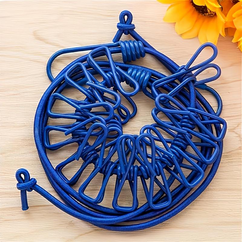 Portable Travel Clothesline with 12 Clips Available In 4 Colors - Windproof, Retractable, and Elastic Laundry Line, Clotheslines