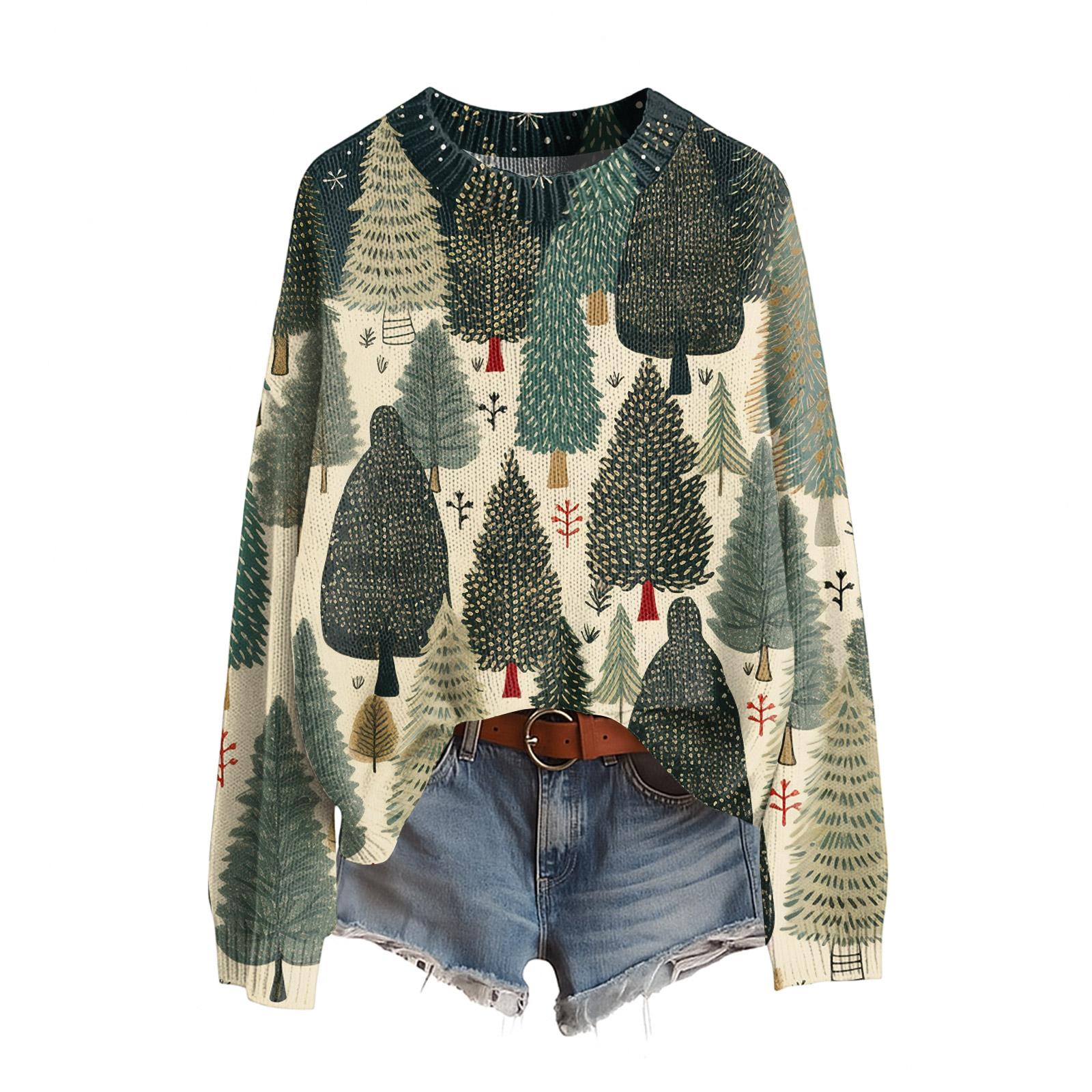 

Женский смешной женский рождественский свитер с круглым вырезом, рождественский джемпер, рождественский наряд, уродливый свитшот, рождественский костюм S