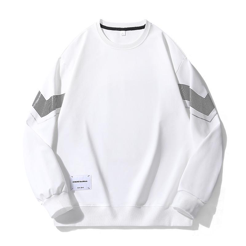 

Унисекс осенний свитшот с круглым вырезом: Повседневная, Прочная, Модная верхняя одежда с рубчатым подолом M (Weight: 80-100 kg) белый