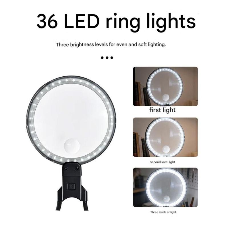 Magnifying Glass with Light Gooseneck Magnifier for Reading LED Large Magnifier for Book Handheld Neck Desktop Use