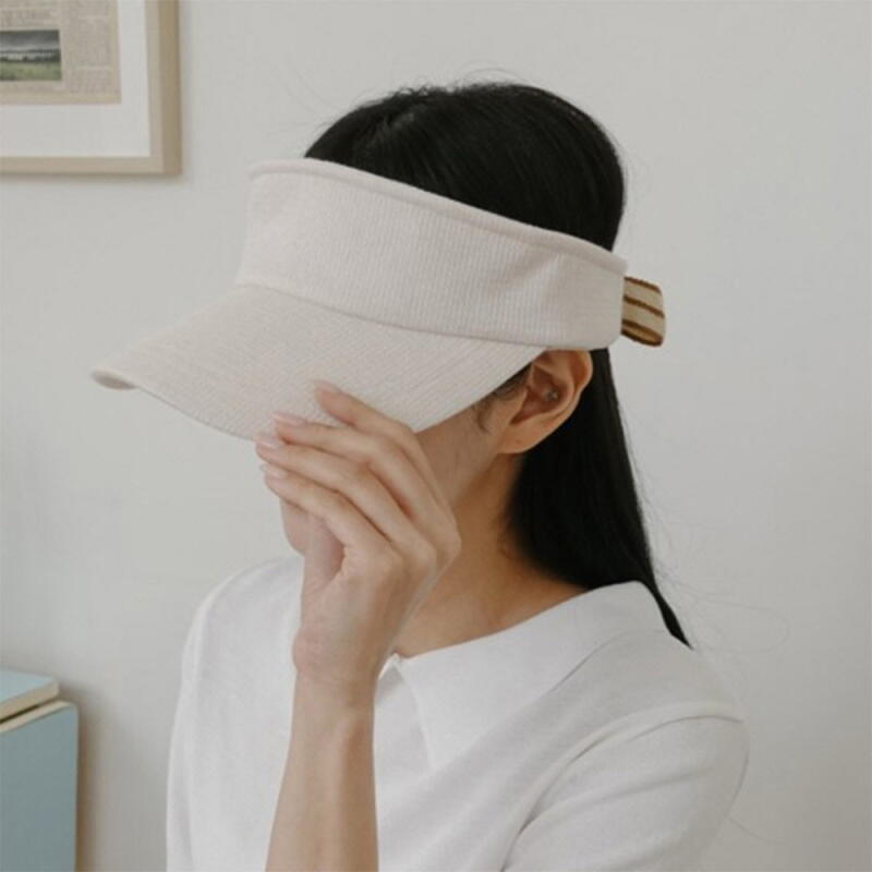 Women's Golf Striped Ribbon Sun Cap Cotton Hat