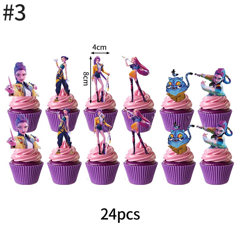 Demonœ Hunters Birthday Party Decor Tableware Banner Kids Birthday Balloon Cake Topper Decor  Kpop Anime Party Supplie Set