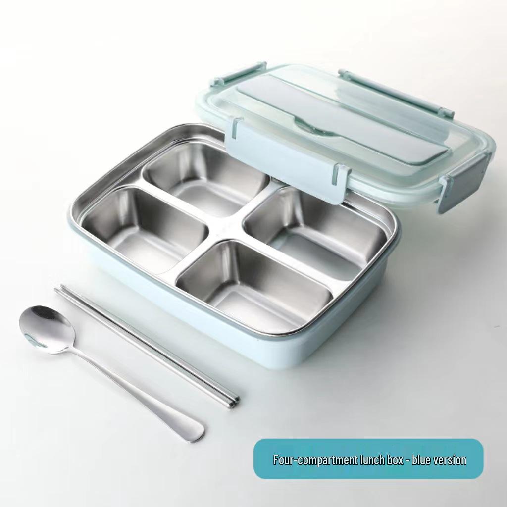 Multi-Compartment Stainless Steel Bento Box - No Flavor Mixing, Microwave Safe, Ideal for Students and Office Workers, Portable Lunch Solution