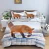 Animal Fox Bedding Set King Queen Size 3D Lovely Orange Fennec Fox Duvet Cover For Kids Teens Adults Bedroom Decor Quilt Cover