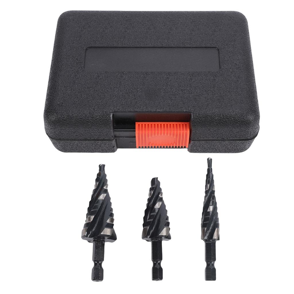 3PCS Spiral Step Drill Bit Set High Speed Steel Hex Shank 4 Flute Bits for Metal Aluminum Wood Plastic 1 8 1 2 1 4 3 4