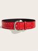 Punkinspired Faux Leather Belt With Rivets And Silver Buckle For Outfits Casual