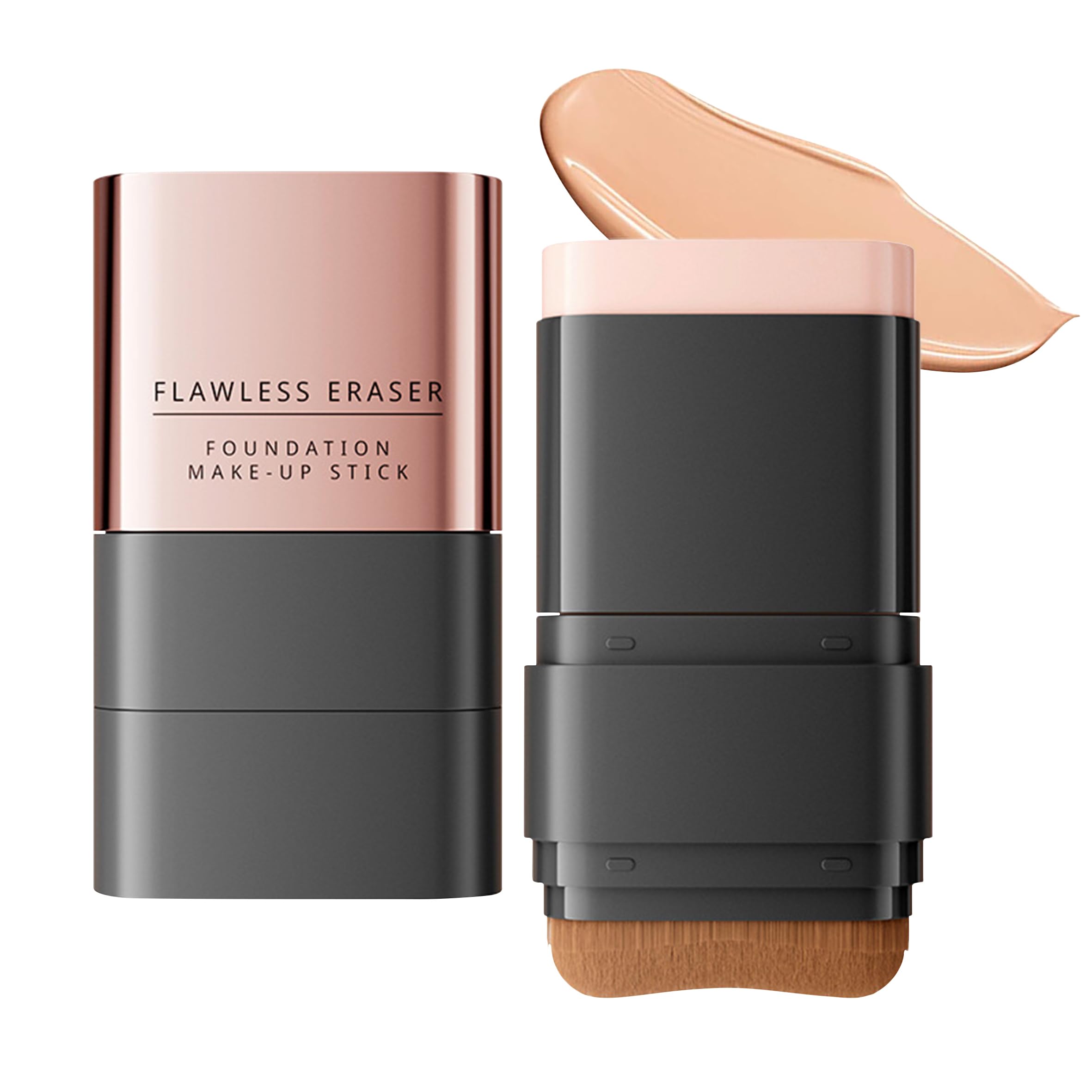 

[24-Hour Lasting] DOMATUS Flawless Eraser Foundation Make-up Stick with Brush, Women s & Men s Stick-Type Foundation, M-Shaped Brush Head,