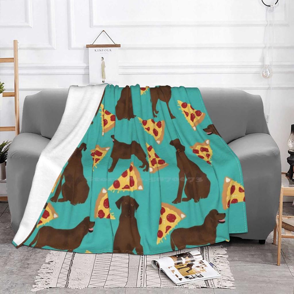 Chocolate Lab Labrador Retriever Pizza Dog Breed Pet Pattern Animal All Sizes Soft Cover Blanket Home Decor Bedding Chocolate