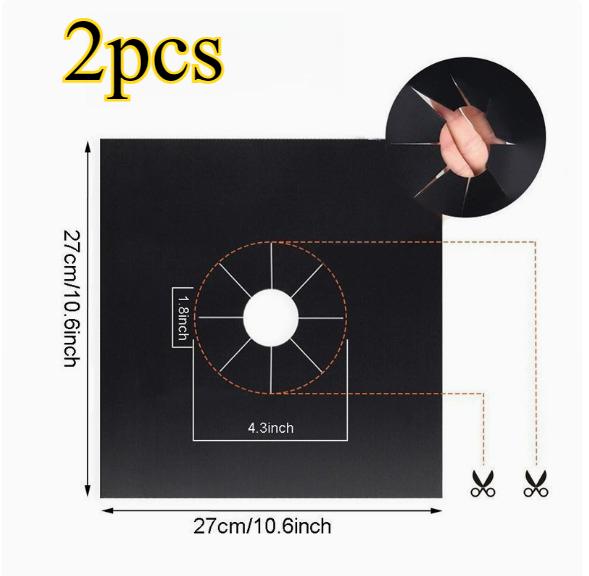 2pcs Reusable Gas Stove Protector Mats, 0.2mm Thick Kitchen Cleaning Accessories,Thickened & Durable, Oil-proof & Easy to Clean