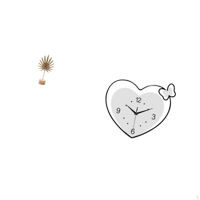 Nordic Abstract Metal Sculpture with Heart Shaped Acrylic Wall Clock Creative Ornament for Home