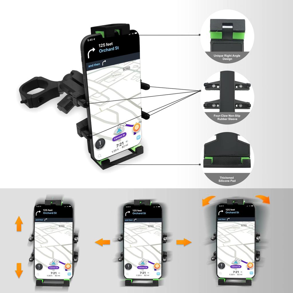 Tavaski ATV UTV Cell Phone Holder 360° Adjustable Cell Phone Holder Mount 1.75"-2" Roll