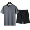 Extra Large Summer Sports Suit Men's Ice Silk Thin Short Sleeved Men's Shorts Quick Drying Handsome Two-piece Set