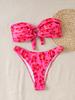 Solid Color Strapless Bandeau Sexy Split Bikini Swimsuit Women's Swimwear
