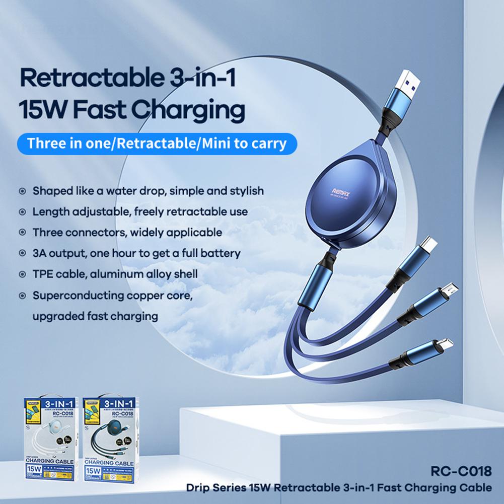 Remax Telescopic Data Cable Mobile Phone 3a Fast Charging Cable Micro Usb Type-c Interface Compatible For Iphone