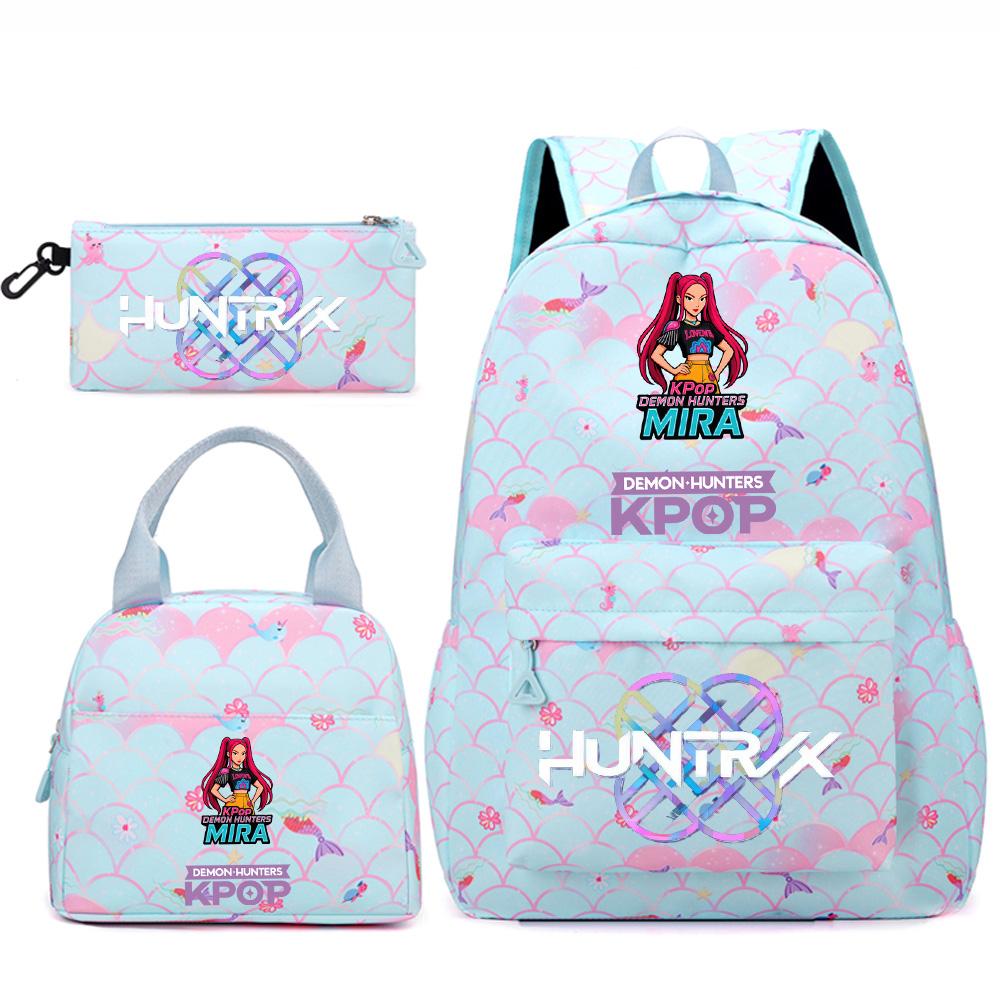 3 Stück/Set Anime Niedlich Kpop Bedruckter Rucksack Handtasche Federmäppchen für Teenger Studentin Student Junge Schultasche Kinder Schultasche Große Kapazität Reisetasche Geschenk
