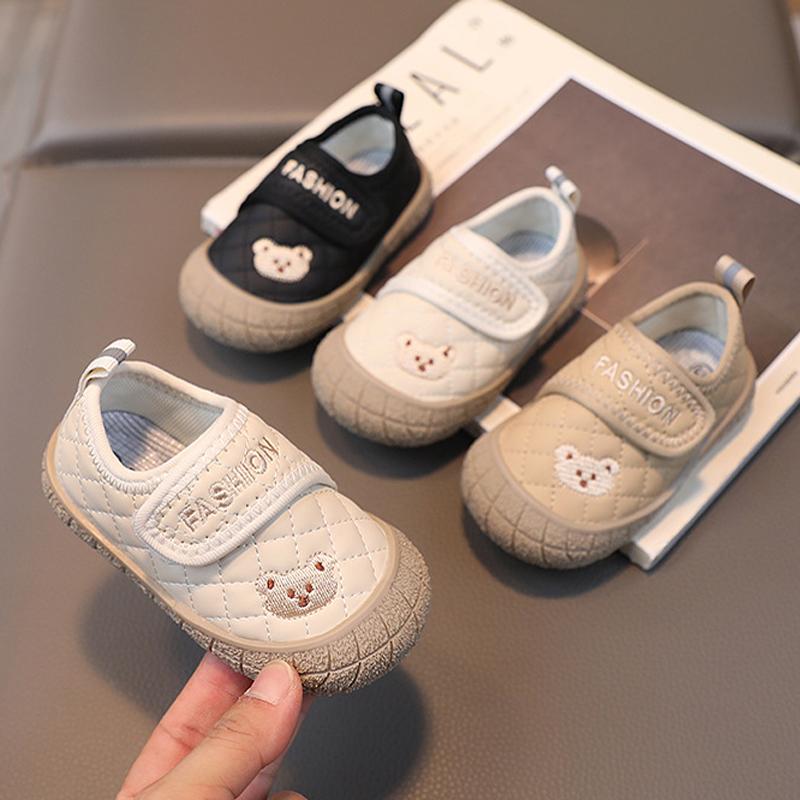 

Детская обувь с медведем, детские кроссовки из искусственной кожи для девочек и мальчиков, повседневная обувь для малышей, нескользящая осенняя обувь