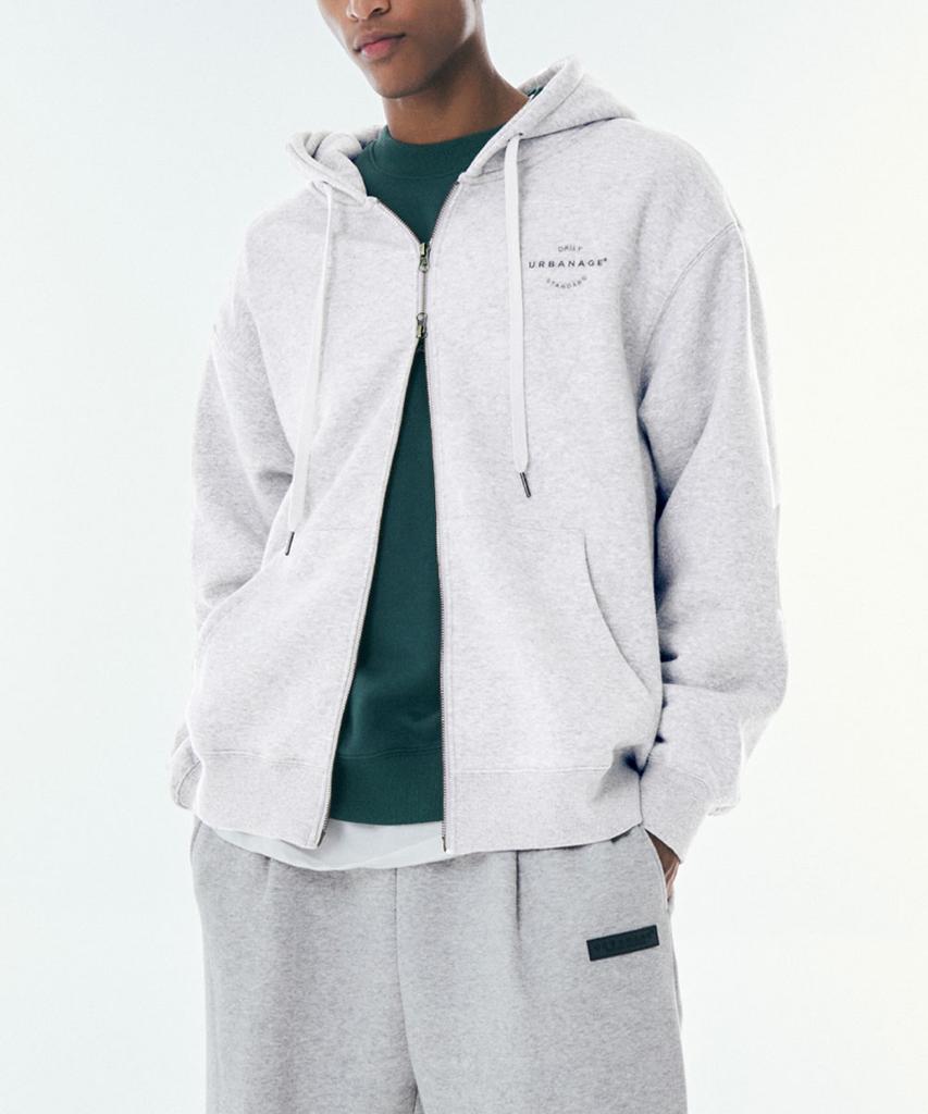 Urbanage Daily Standard Zip-Up Hoodie White Melange