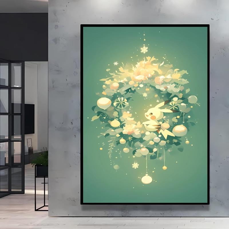 Canvas Wall Art Pokemon Pikachu Poster Prints Cute Cartoon Character Picture Classic Living Room Home Decoration Christmas Gift