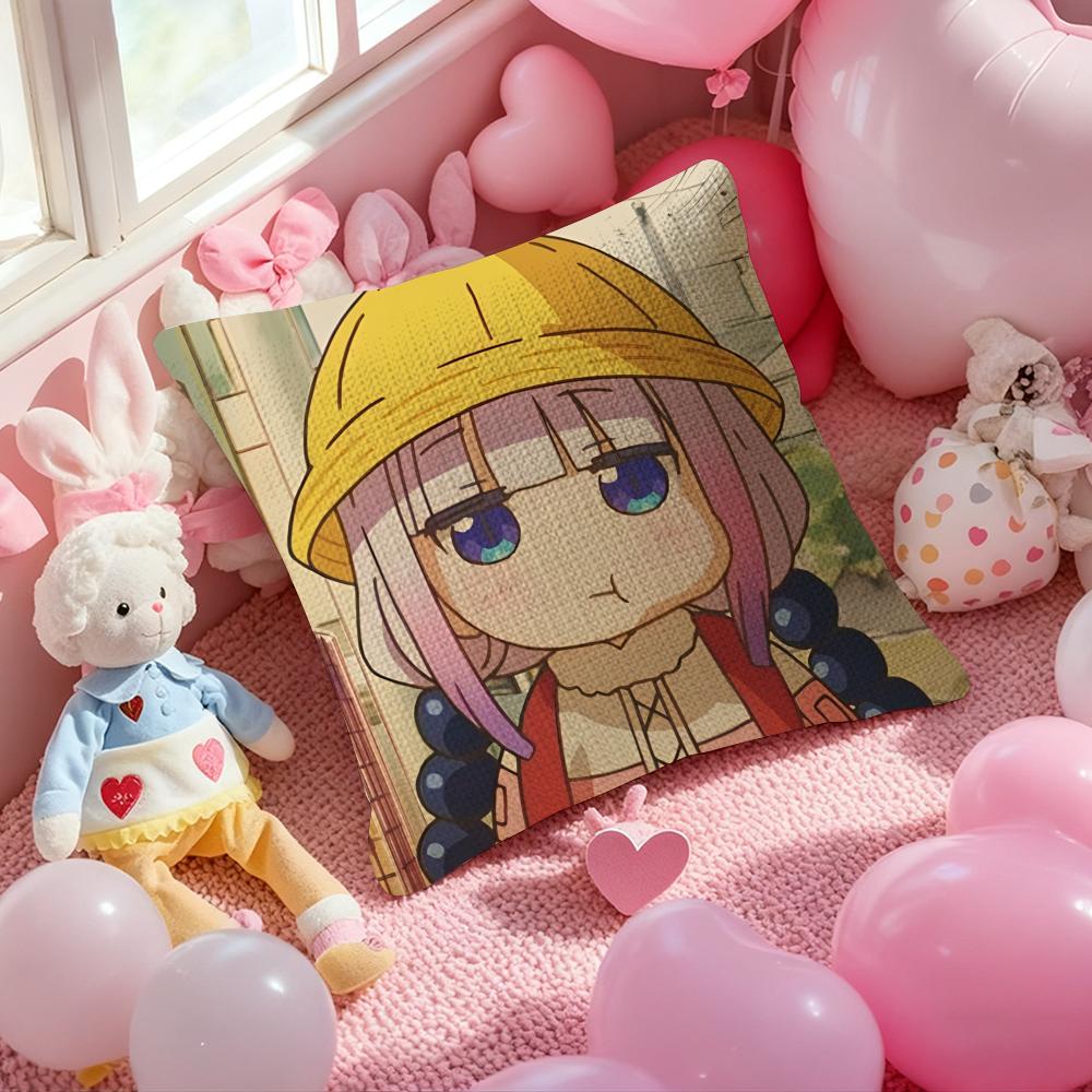 Cartoon Miss Kobayashi’S Dragon Maid-C Anti-Dustmite Pillowcase Invisible Zipper Silky Short Plush Sofa Cushion Cover