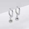 U-shaped Triangle Pendant Round Bead Earrings: Fashionable and Versatile Stainless Steel Jewelry
